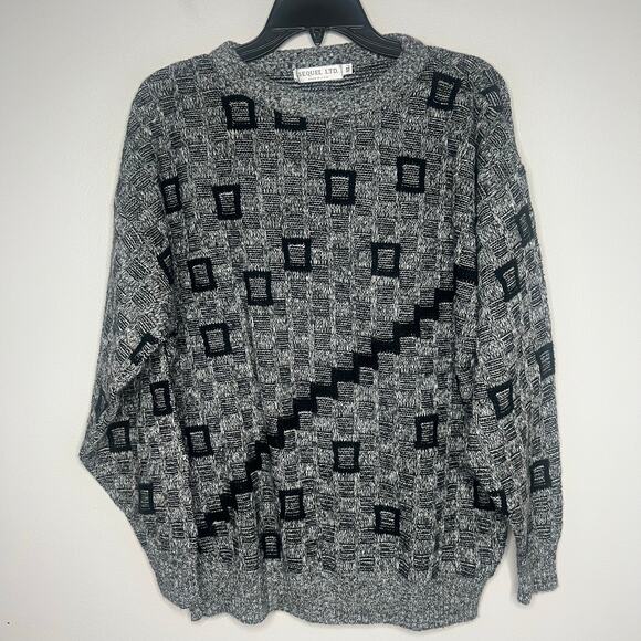 Vintage Mens 3D Textured Dad Sweater Pullover Sz XL Cosby Grandpa Chunky 90s 80s - Picture 1 of 7